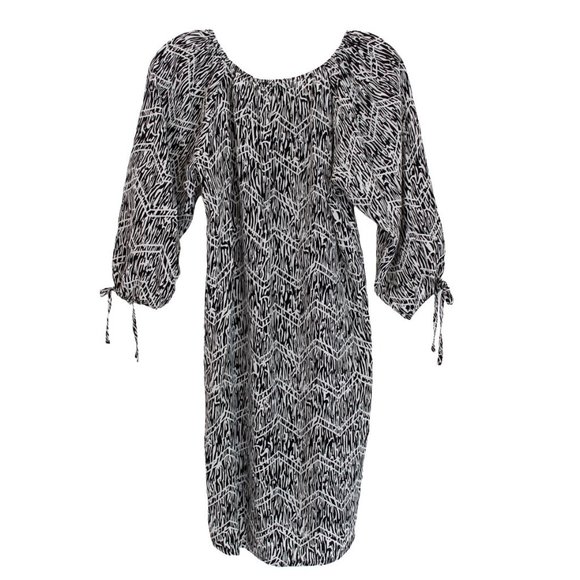 Yumi Kim 100% Silk Sheath Dress Zebra Black & White Abstract Animal Print (flaw) - Picture 2 of 11